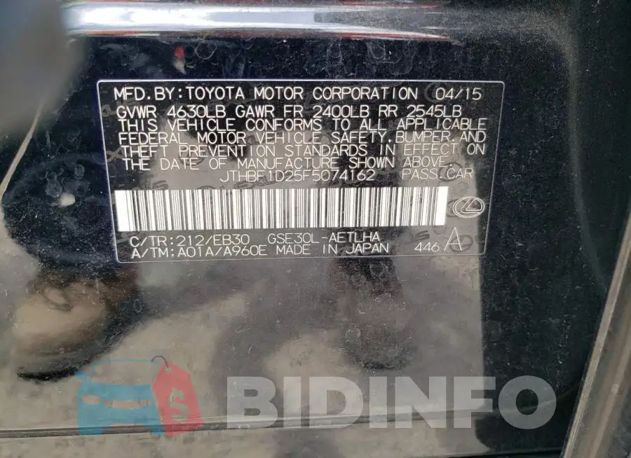 JTHBF1D25F5074162 Photo# 12