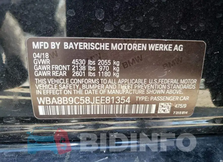 WBA8B9C58JEE81354 Photo# 12