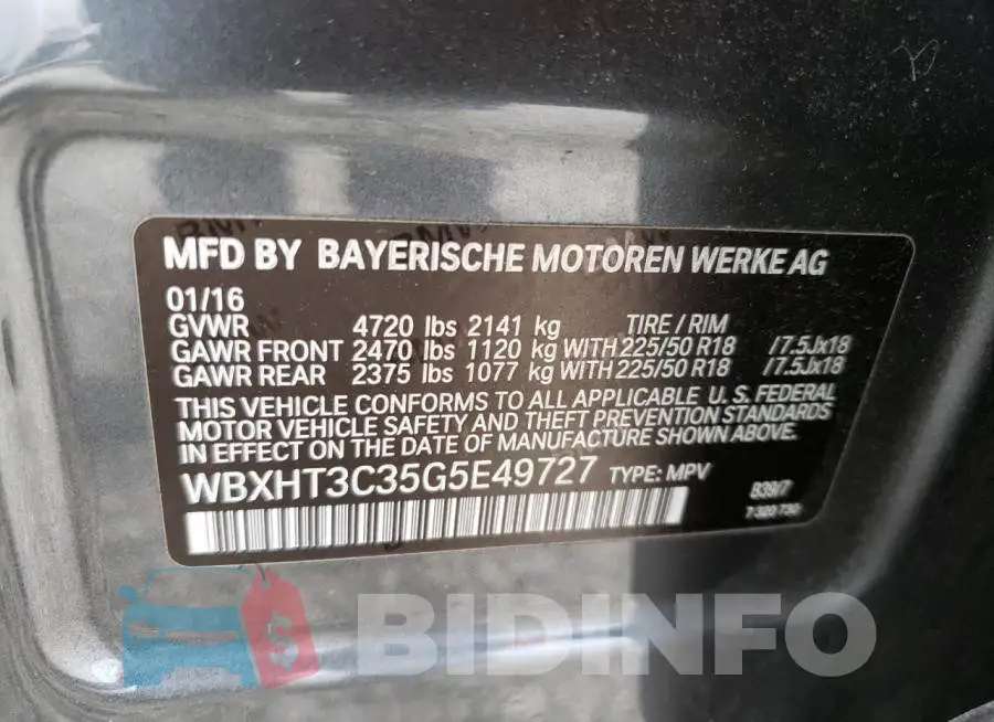 WBXHT3C35G5E49727 Photo# 13