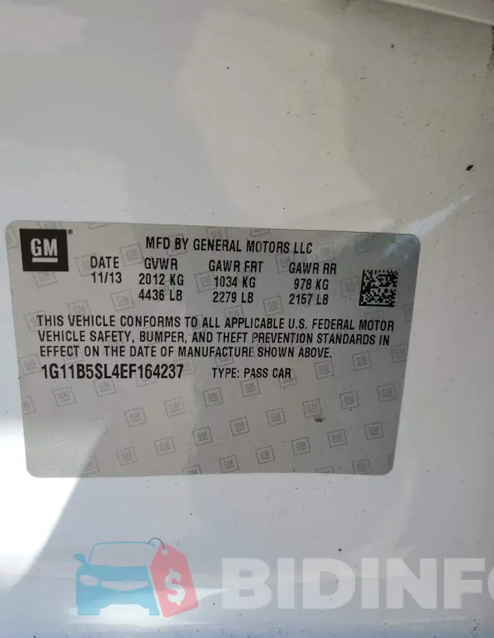 1G11B5SL4EF164237 Photo# 12