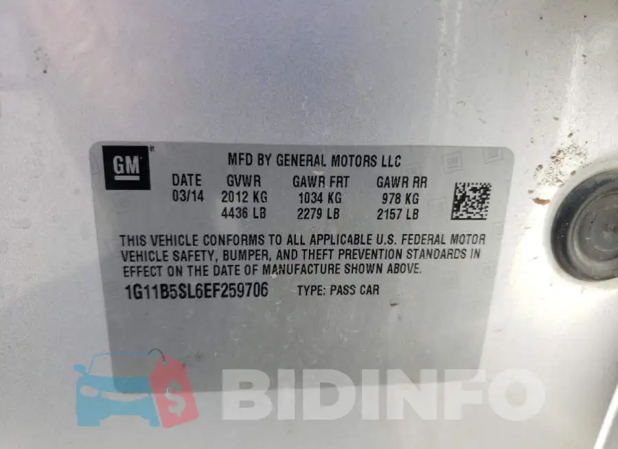 1G11B5SL6EF259706 Photo# 13