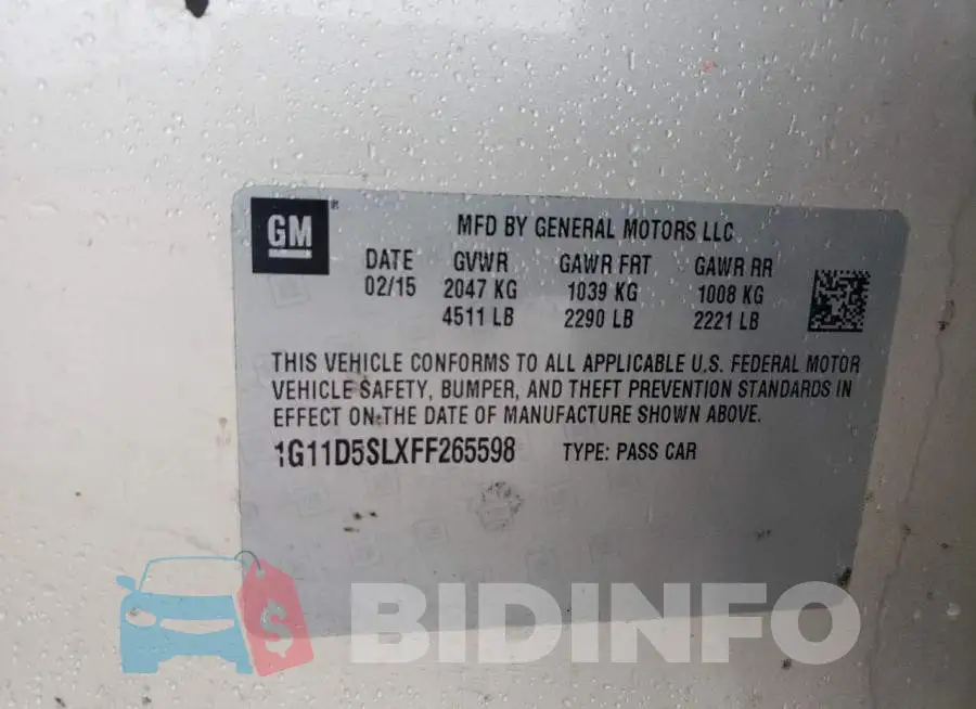 1G11D5SLXFF265598 Photo# 12