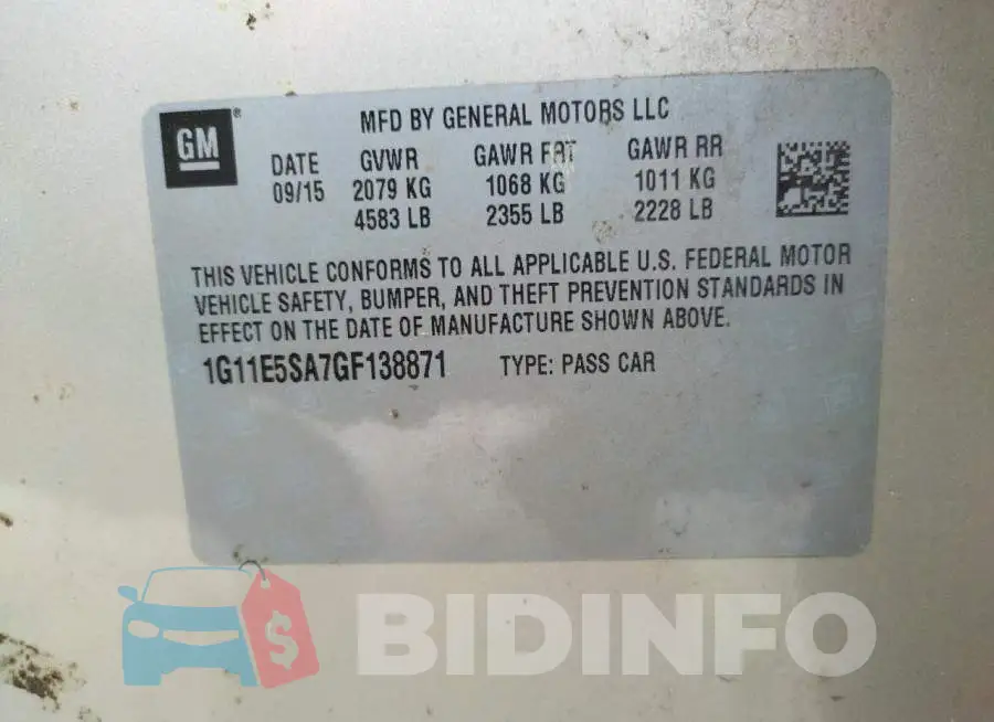 1G11E5SA7GF138871 Photo# 12