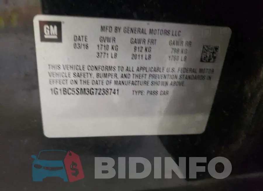 1G1BC5SM3G7238741 Photo# 12