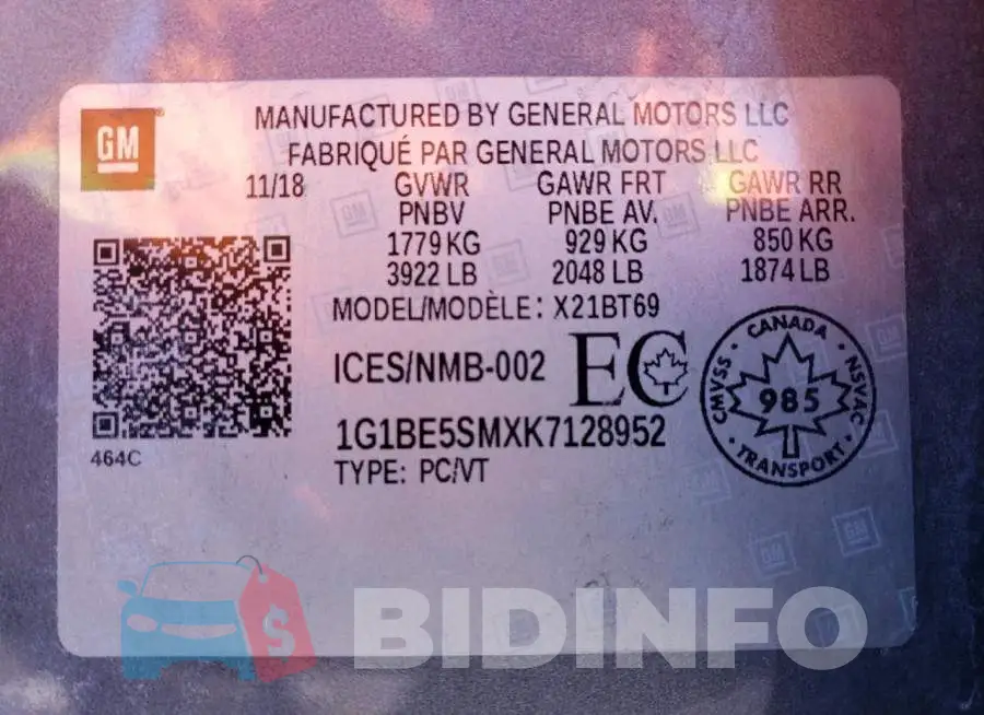 1G1BE5SMXK7128952 Photo# 12