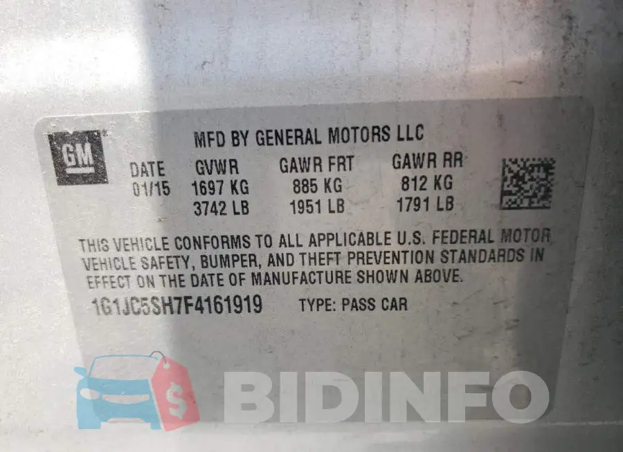 1G1JC5SH7F4161919 Photo# 12