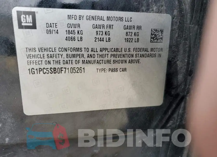 1G1PC5SB0F7105261 Photo# 12