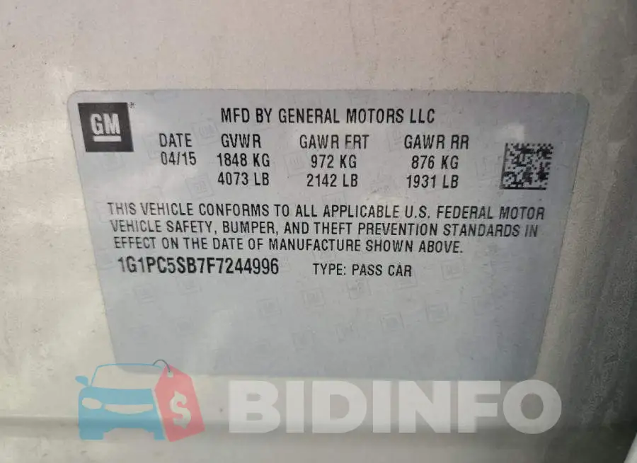 1G1PC5SB7F7244996 Photo# 13
