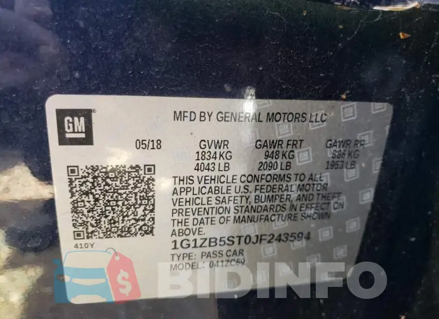 1G1ZB5ST0JF243594 Photo# 12