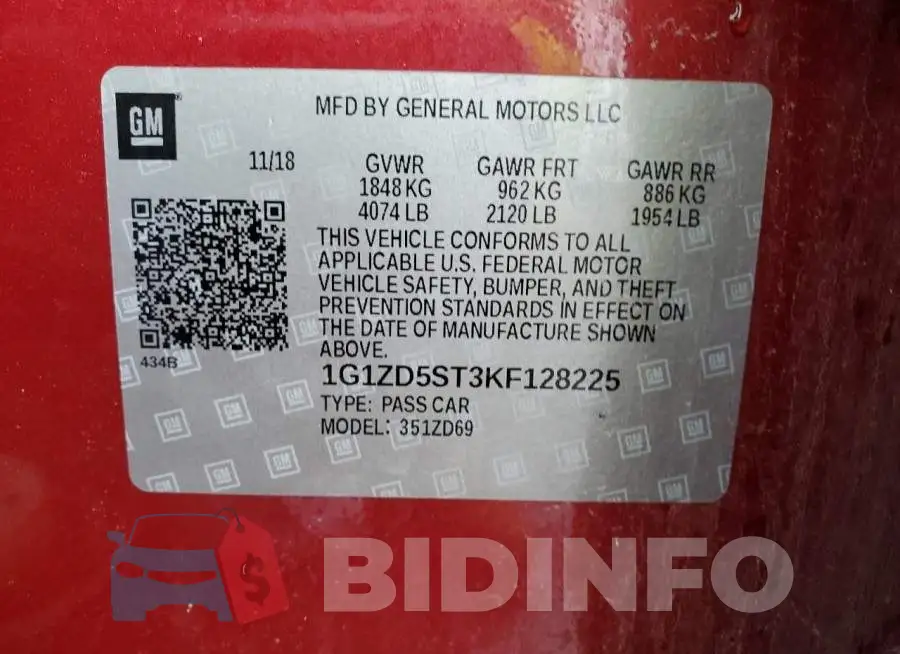 1G1ZD5ST3KF128225 Photo# 12