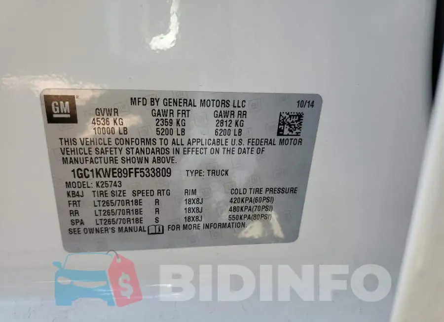 1GC1KWE89FF533809 Photo# 12
