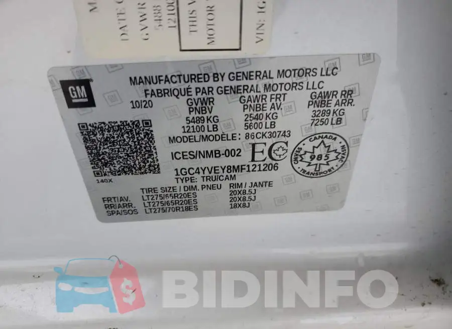 1GC4YVEY8MF121206 Photo# 12