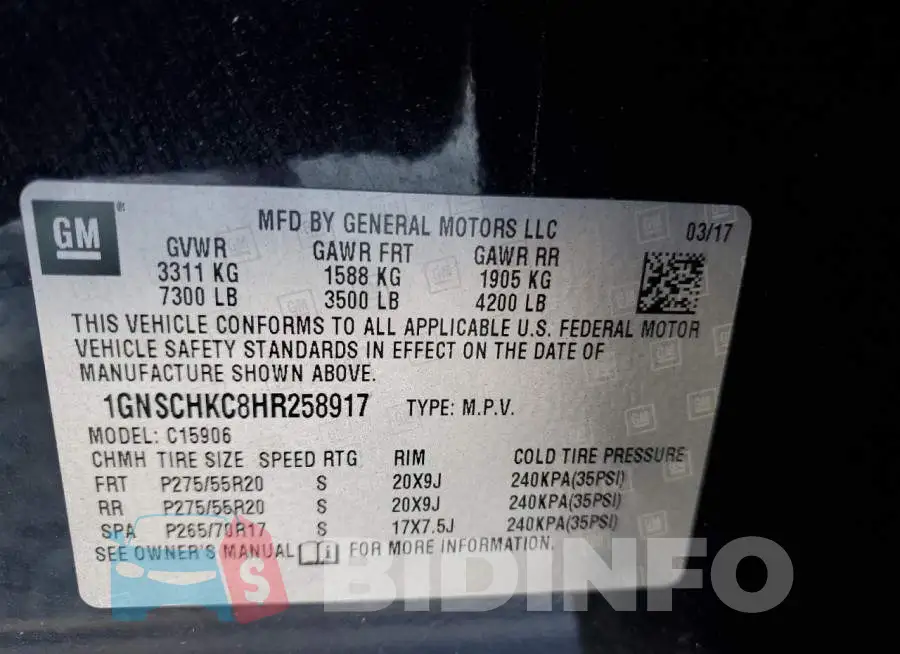 1GNSCHKC8HR258917 Photo# 13