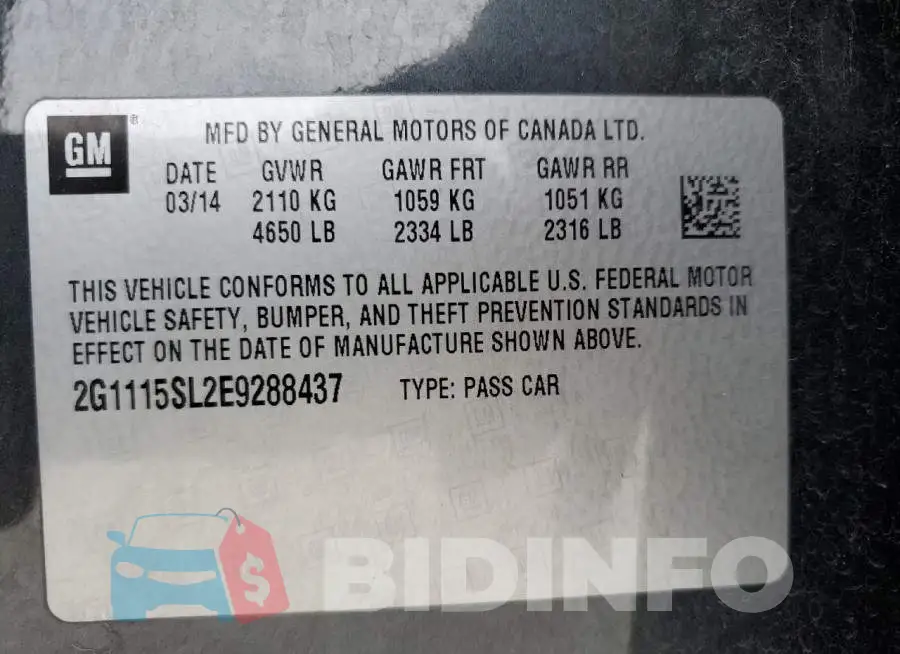 2G1115SL2E9288437 Photo# 13