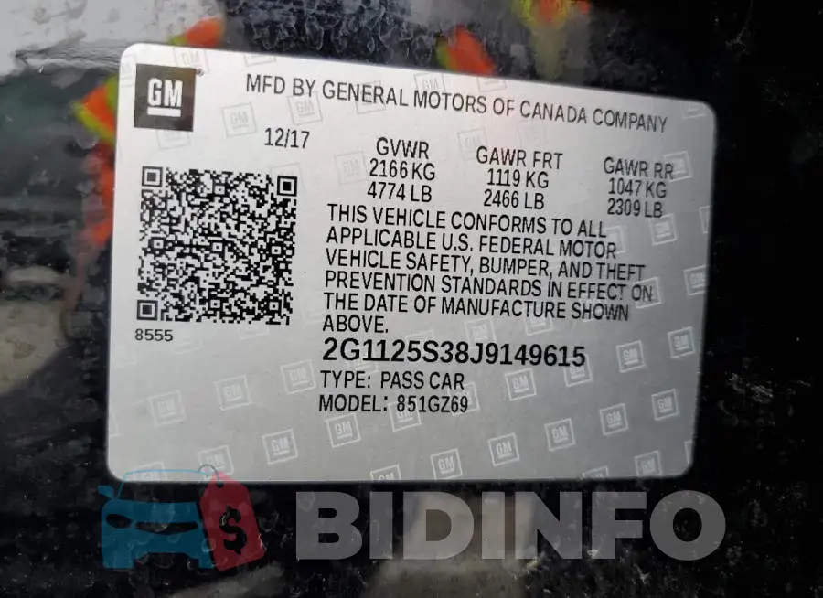 2G1125S38J9149615 Photo# 12