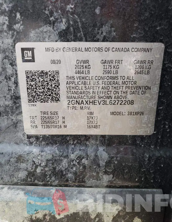 2GNAXHEV3L6272208 Photo# 12