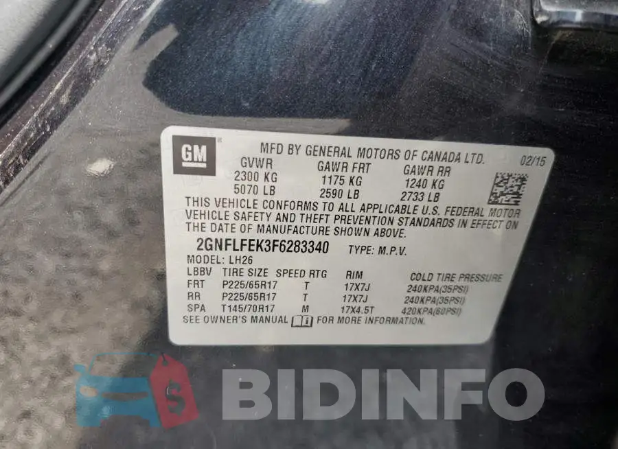 2GNFLFEK3F6283340 Photo# 13