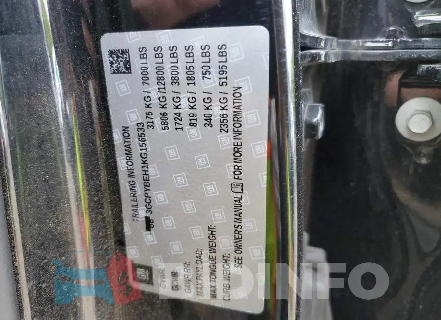3GCPYBEH1KG156533 Photo# 12