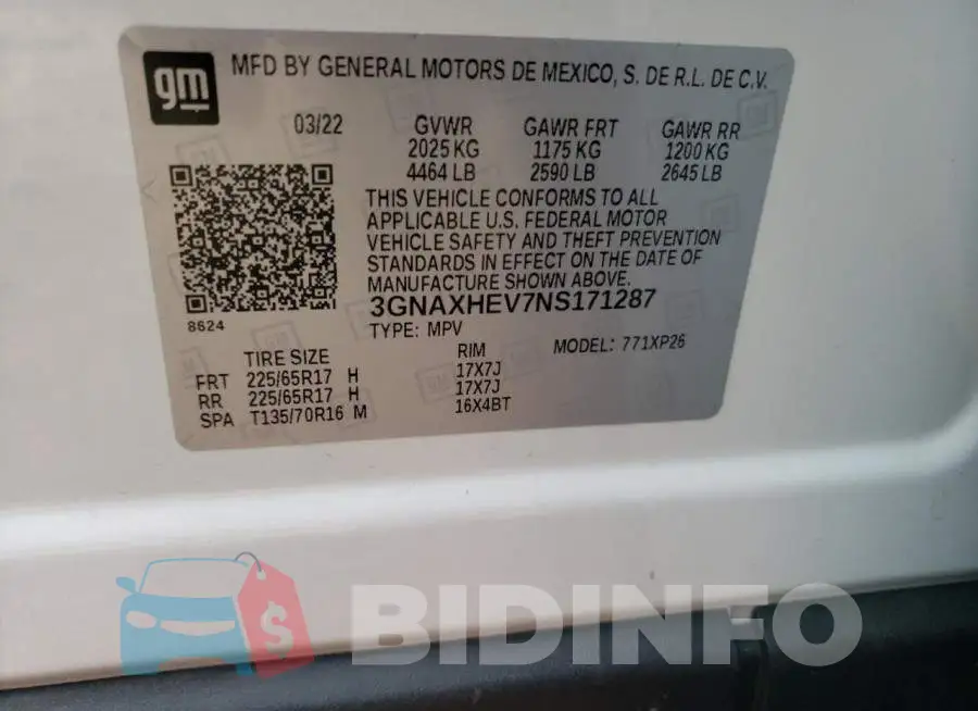 3GNAXHEV7NS171287 Photo# 13