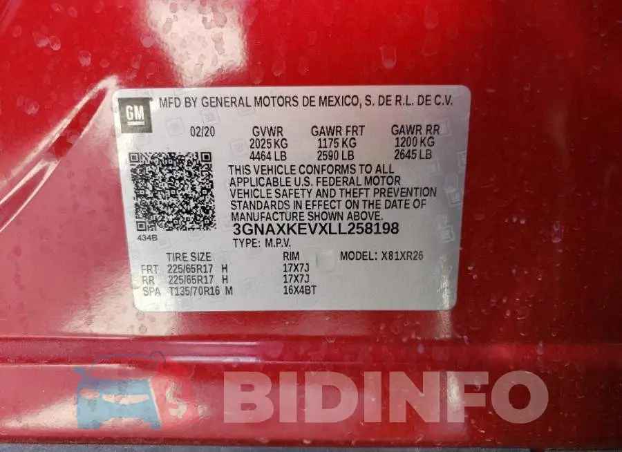 3GNAXKEVXLL258198 Photo# 13