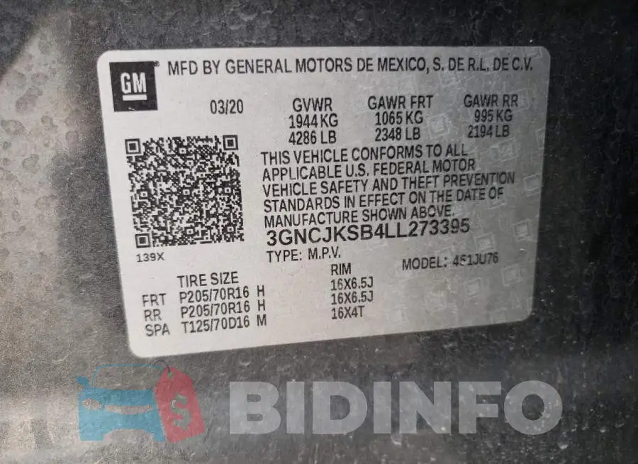 3GNCJKSB4LL273395 Photo# 14