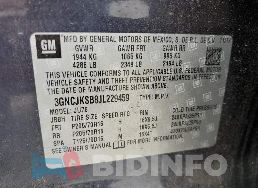3GNCJKSB8JL229459 Photo# 13