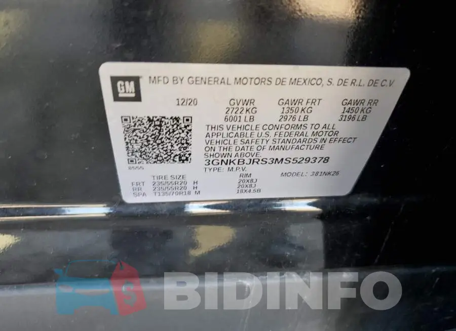 3GNKBJRS3MS529378 Photo# 12