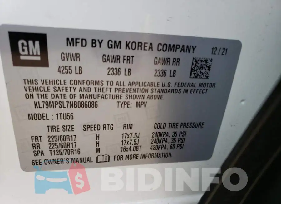 KL79MPSL7NB086086 Photo# 12