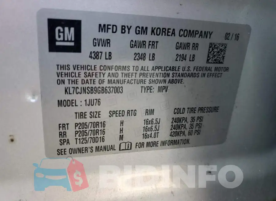 KL7CJNSB9GB637003 Photo# 13
