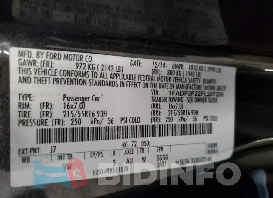 1FADP3F22FL207266 Photo# 12