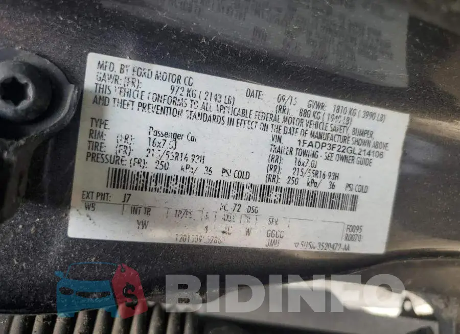1FADP3F22GL214106 Photo# 12