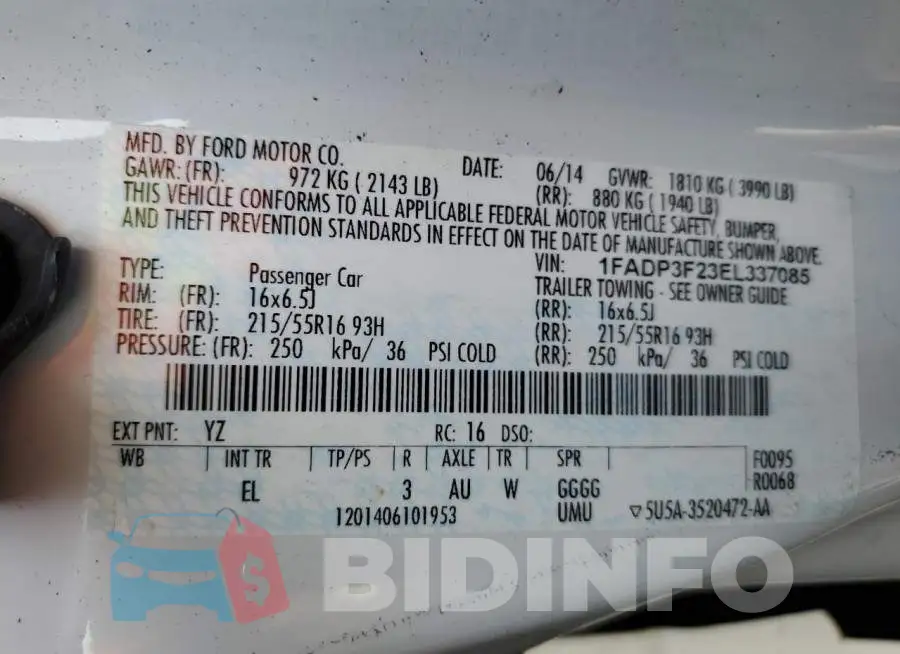 1FADP3F23EL337085 Photo# 12