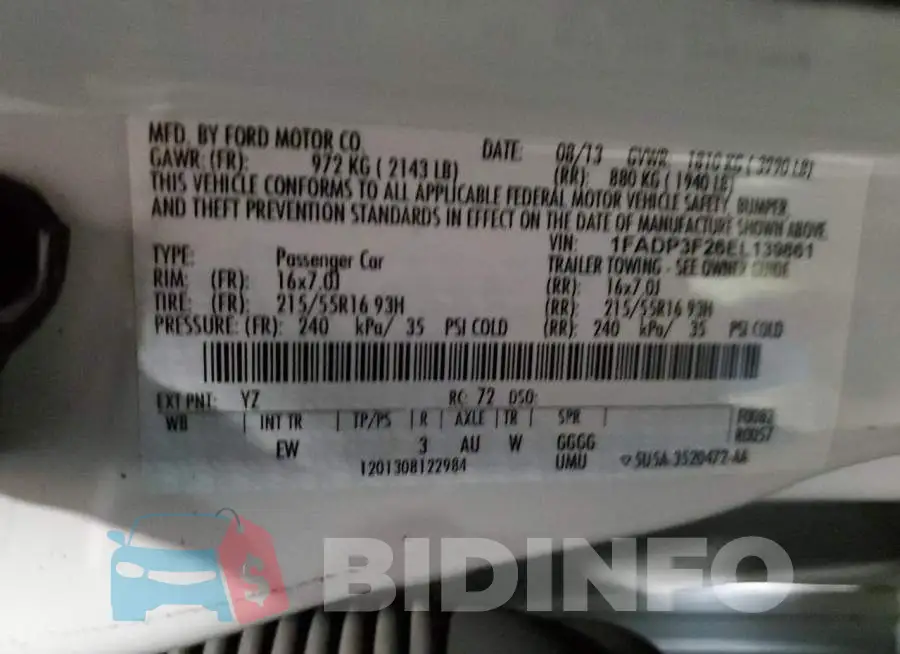 1FADP3F26EL139861 Photo# 13