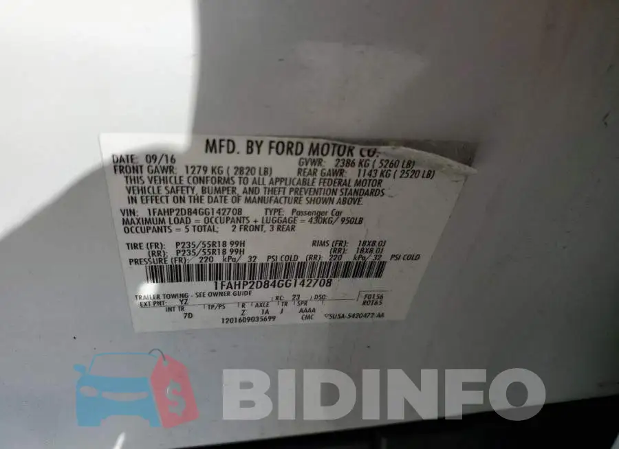 1FAHP2D84GG142708 Photo# 12
