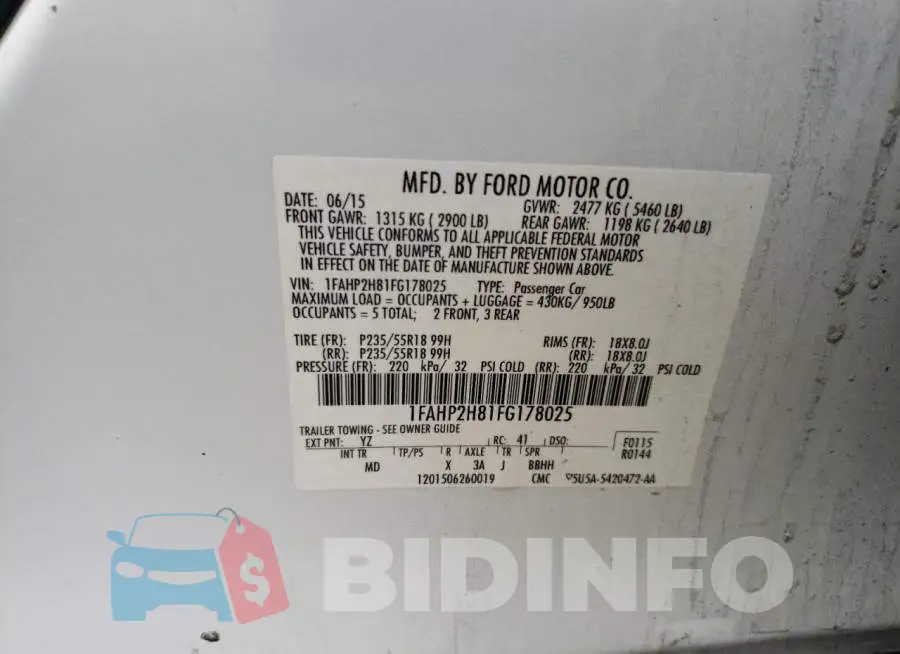 1FAHP2H81FG178025 Photo# 12