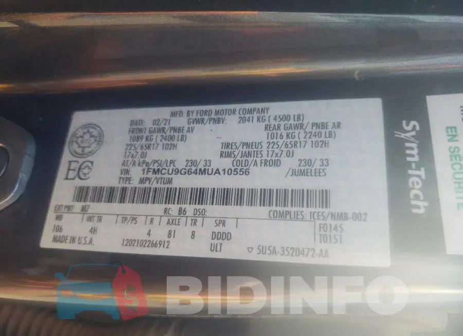1FMCU9G64MUA10556 Photo# 14