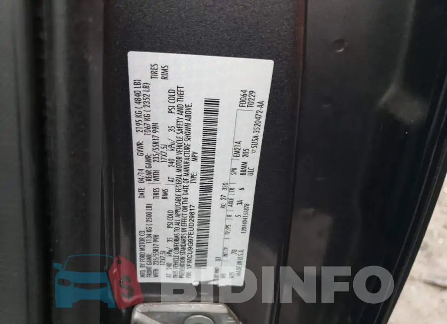 1FMCU9G97EUD29817 Photo# 13