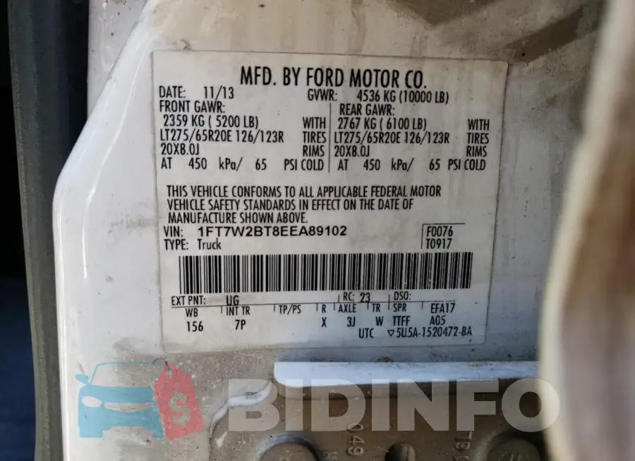 1FT7W2BT8EEA89102 Photo# 12