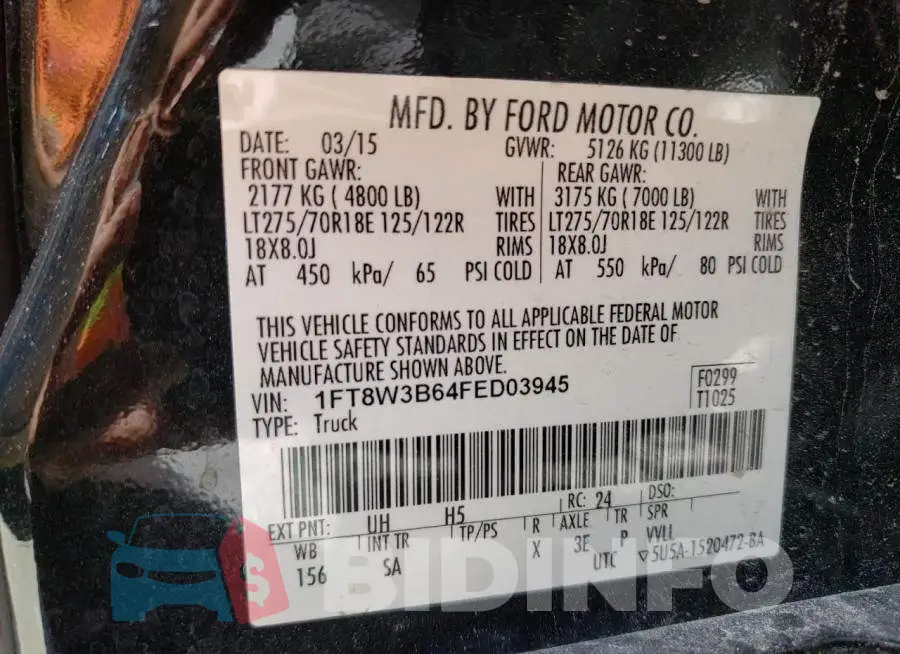 1FT8W3B64FED03945 Photo# 12