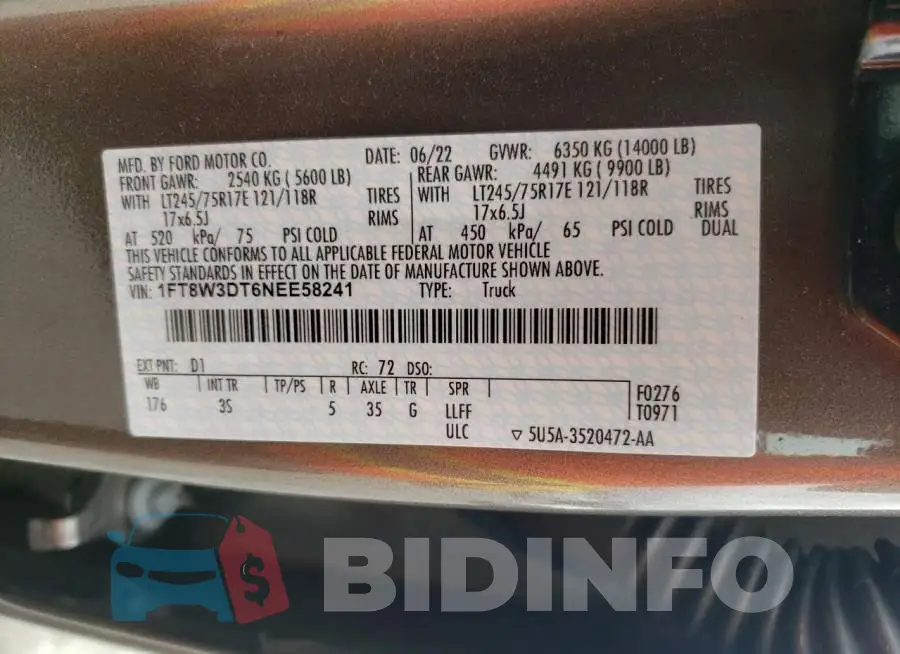 1FT8W3DT6NEE58241 Photo# 13