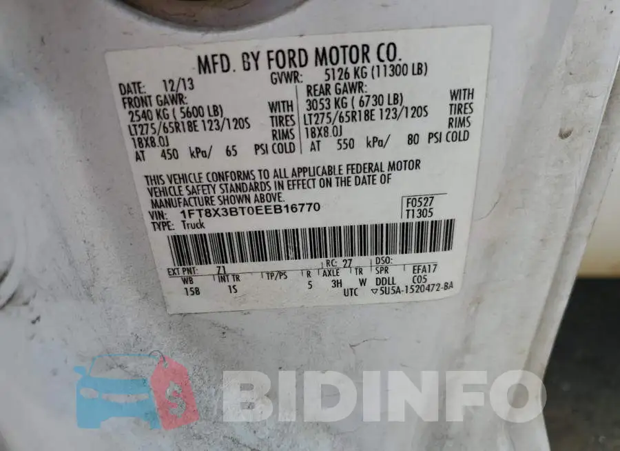 1FT8X3BT0EEB16770 Photo# 12