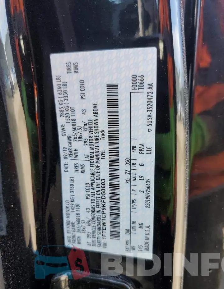 1FTEW1CP9KFD50603 Photo# 12