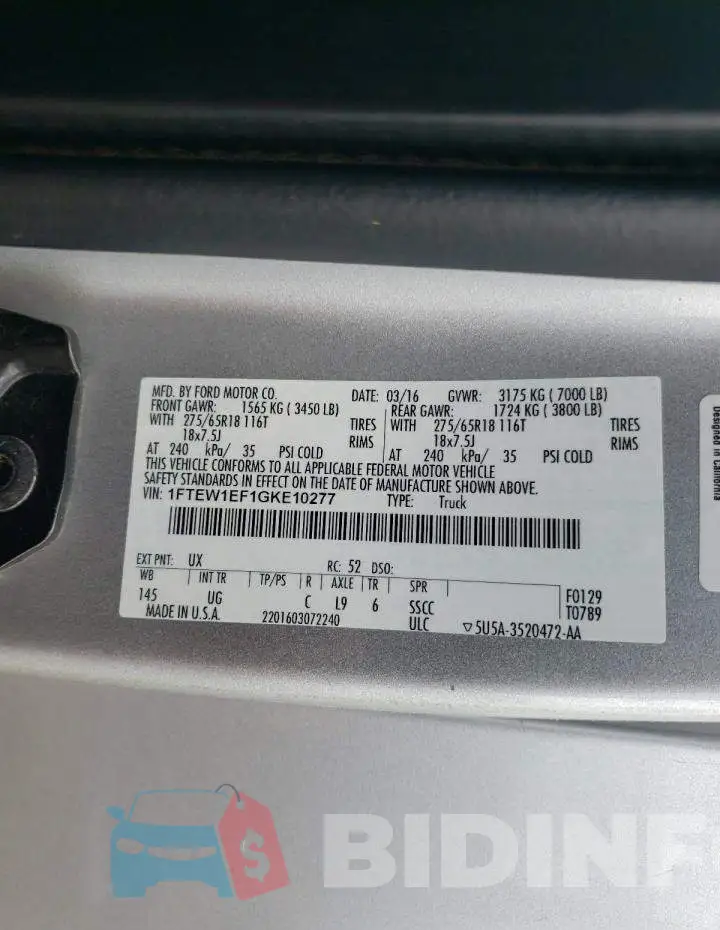 1FTEW1EF1GKE10277 Photo# 12