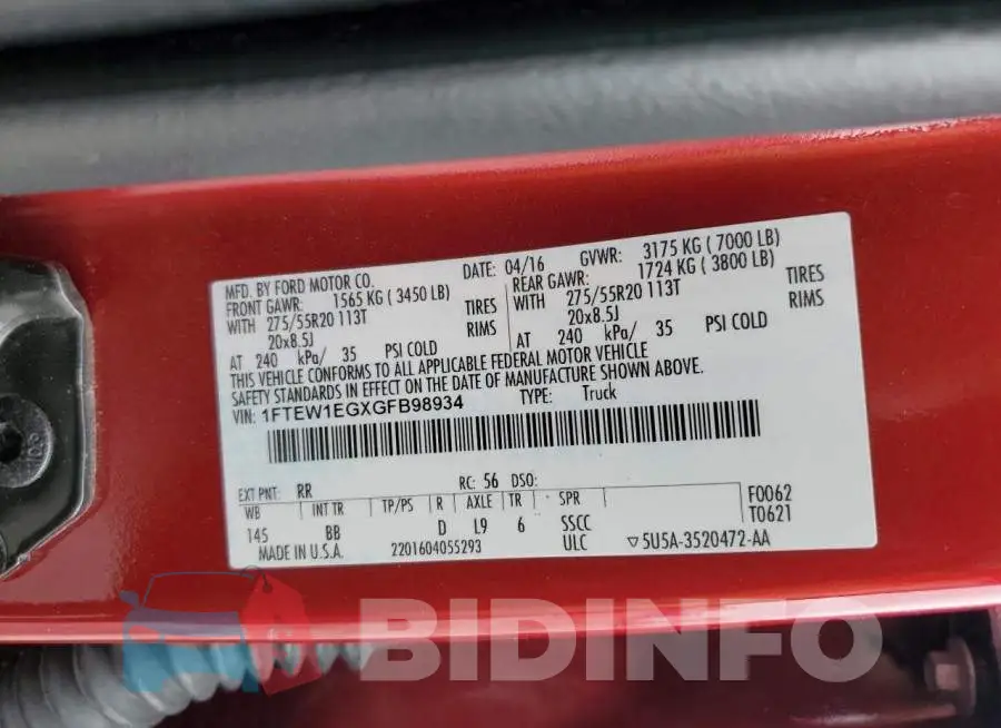 1FTEW1EGXGFB98934 Photo# 12