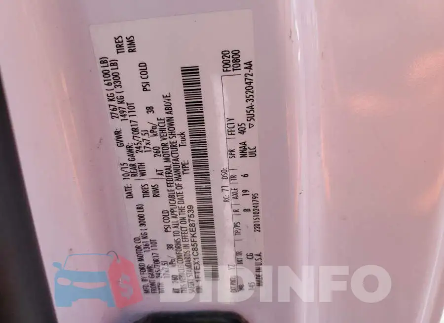 1FTEX1C85FKE87539 Photo# 12
