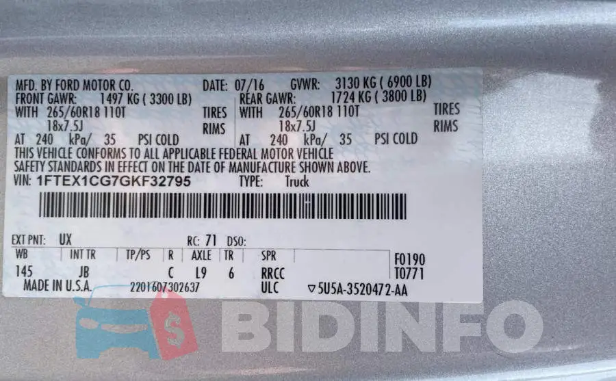 1FTEX1CG7GKF32795 Photo# 10