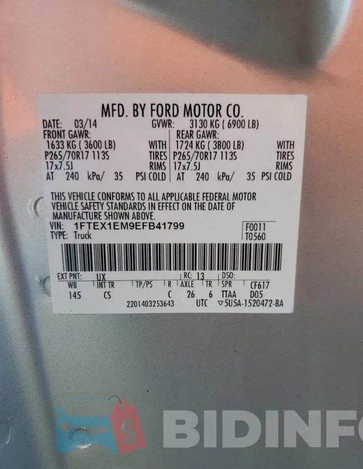 1FTEX1EM9EFB41799 Photo# 12