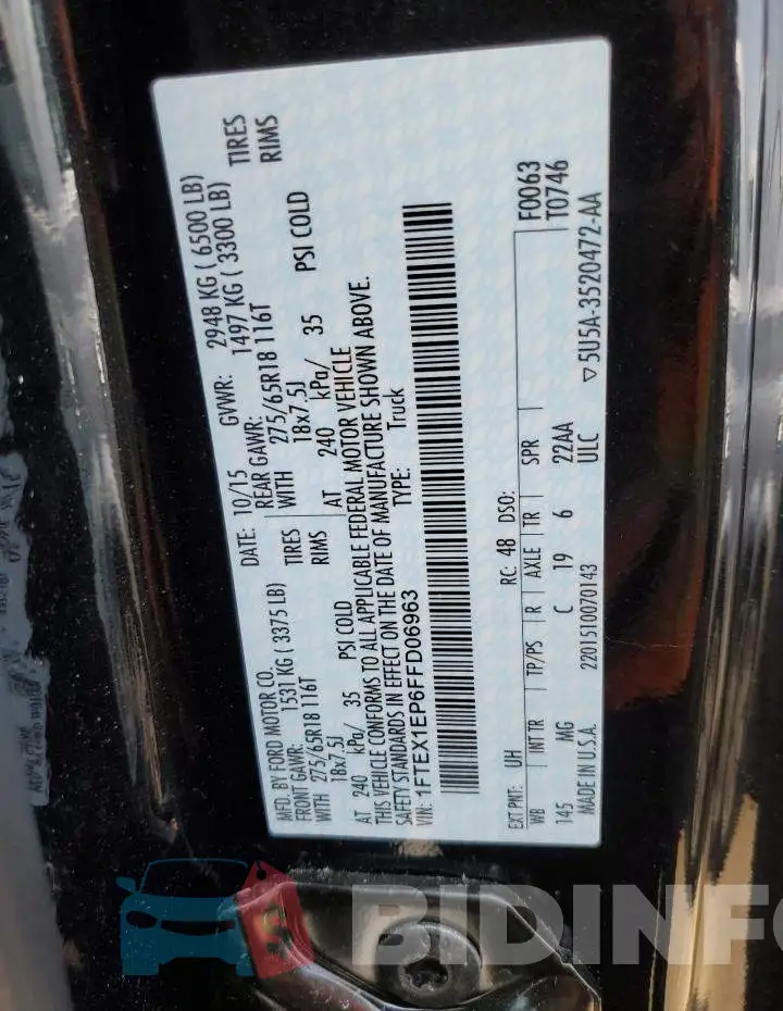 1FTEX1EP6FFD06963 Photo# 12