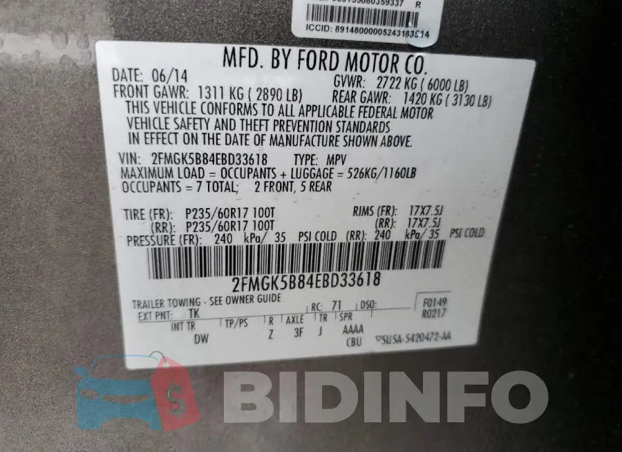 2FMGK5B84EBD33618 Photo# 13