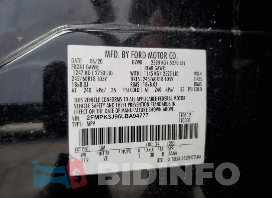 2FMPK3J96LBA94777 Photo# 13
